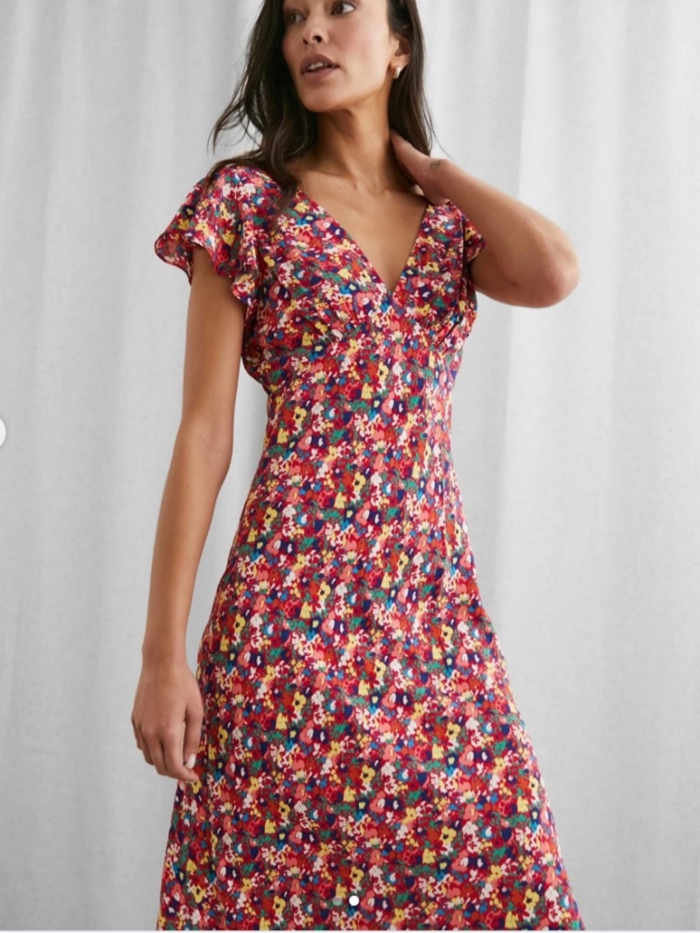 Rails red floral midi dress XS NWOT